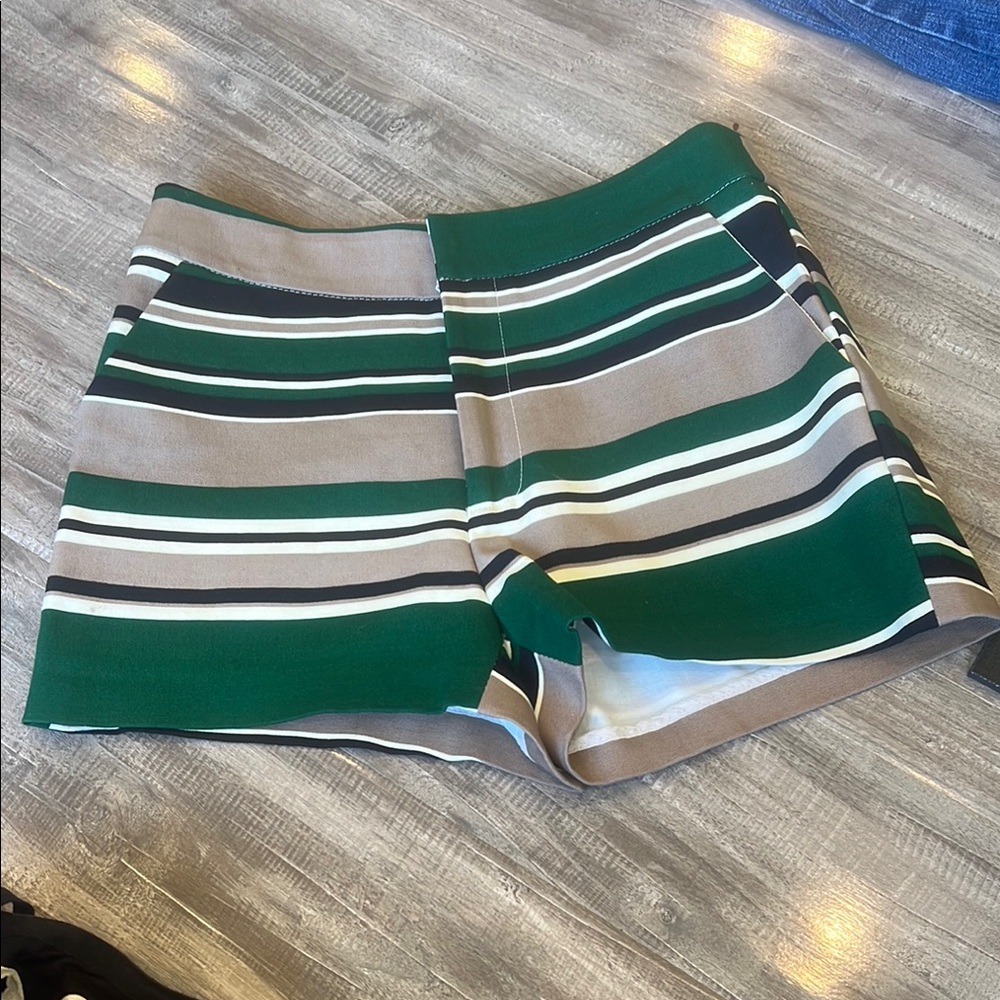 High Waist Green and Tan Striped Shorts vintage style 60’s